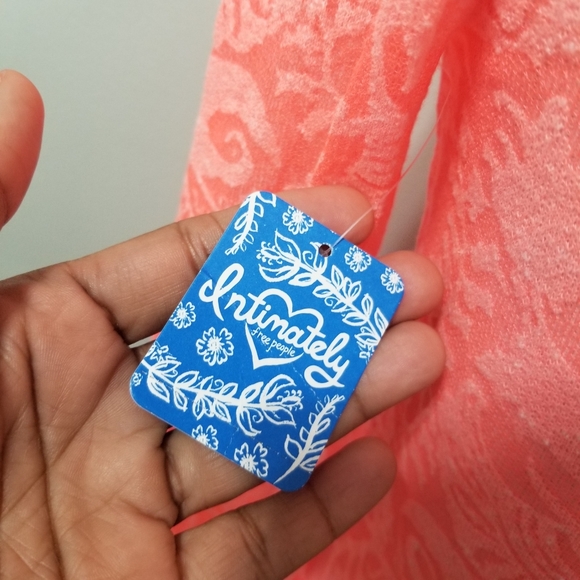 Intimately Free People Sheer Pink Lace Henley Top - Picture 7 of 8